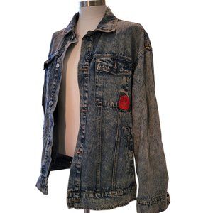 Forever 21 Jeans Jacket Desert Rose Design Accents Woman's Large JJ3256